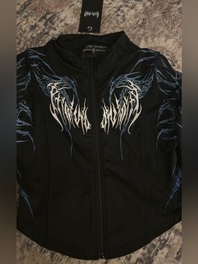 NWT BreatheDivinity Zip-Up Crop Jacket Black/White Size M Void Tech Compression
